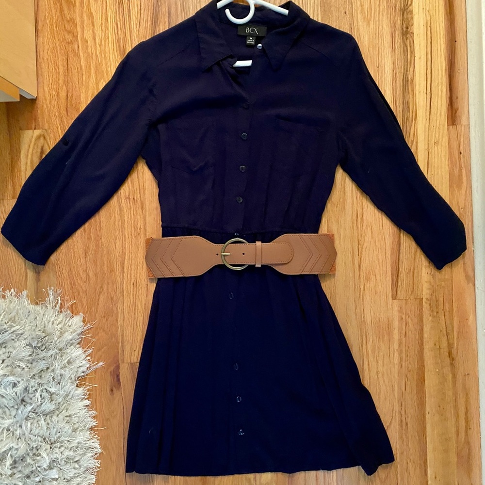 Navy button up dress